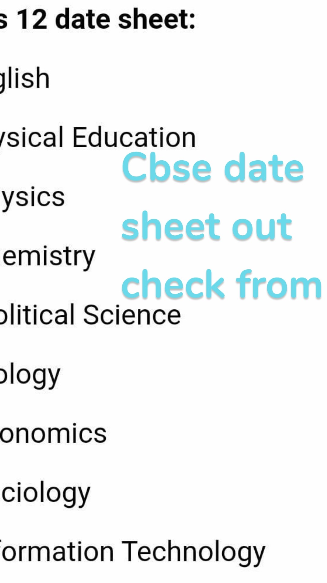 Cbse date sheet out check from 